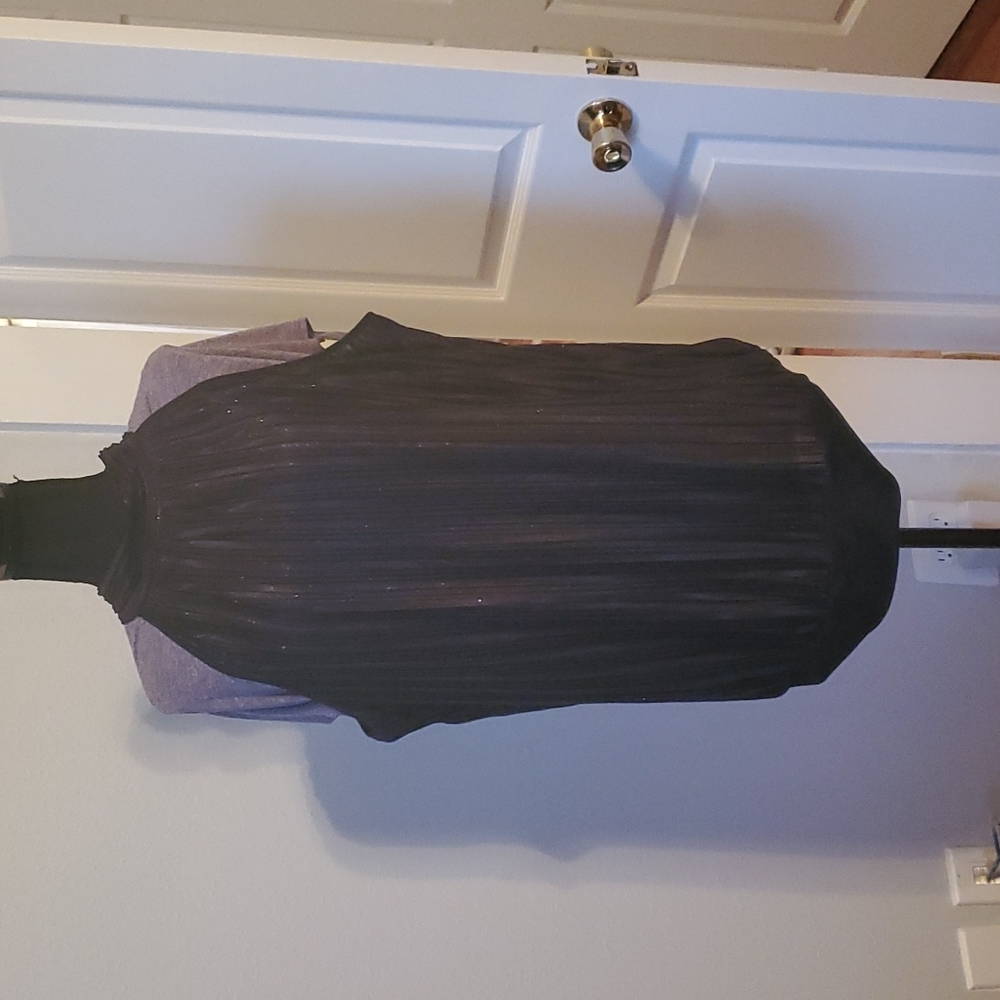 Black Shimmer Sleeveless High Neck Blouse